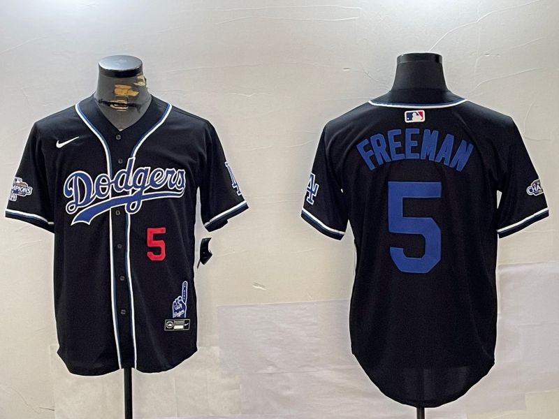 Men Los Angeles Dodgers 5 Freeman Black Game 2024 Nike MLB Jersey style 12022